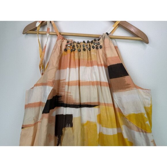 Lane Bryant Dress Coral Multicolor Halter Tie Neck Maxi Sleeveless Boho Sz 14/16 - Picture 4 of 8